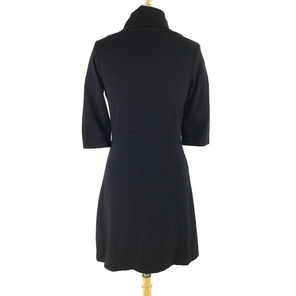 Nature vs Future Ponte Dress sz M Black Stretch Asymmetrical Shawl Neck Artsy US - Picture 6 of 11